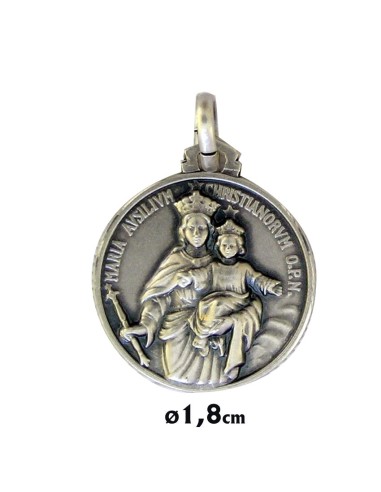 Medalla Plata 18mm Virgen Maria Auxiliadora