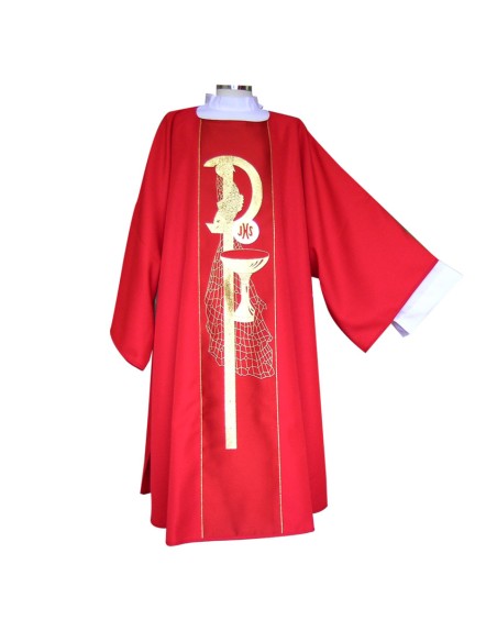 Dalmatica Estampada Con Galon Pax Caliz Forma Y Una Red De Fondo