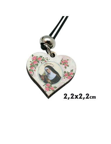 Colgante Madera Forma Corazon Virgen...