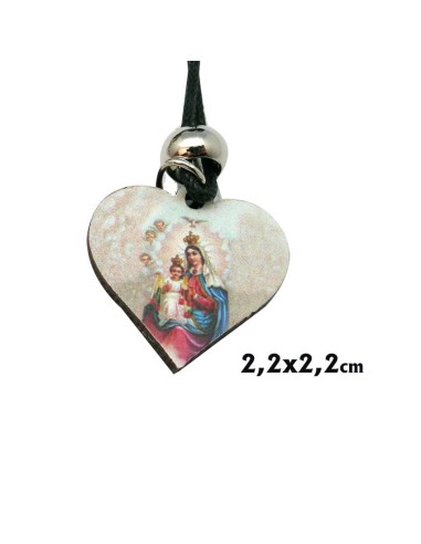 Colgante Madera Forma Corazon Virgen...
