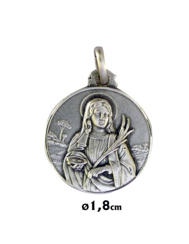 Medalla Plata 18mm Santa Lucia