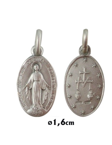 Medalla Plata Oval 16x11mm Virgen Milagrosa