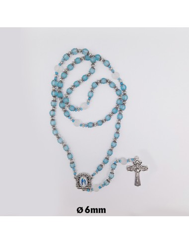 Rosario Cristal Liso Satinado Azul 6M...