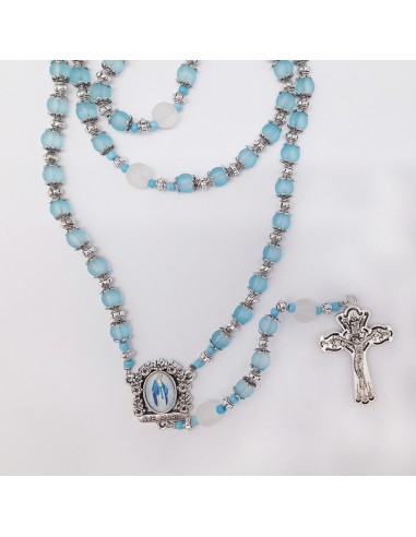 Rosario Cristal Liso Satinado Azul 6M...