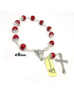 Decena Cristal 8Mm Copeta Rojo