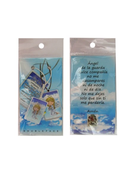 Colgante Infantil 3. 5X2 Cm Angel De La Guarda Azul En Blister