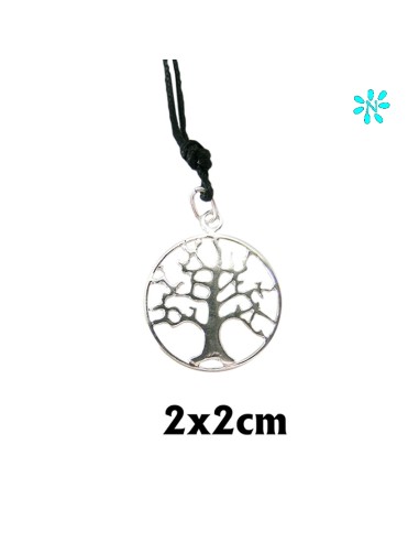 Medalla Plata Arbol De La Vida 22mm Redonda Con Cordon Y Caja