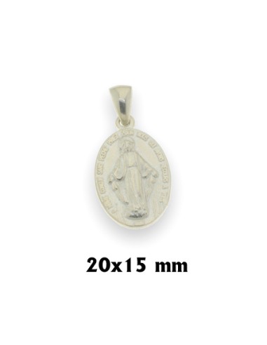 Medalla Plata Oval Virgen Milagrosa 20x15 MM Enganche Grueso