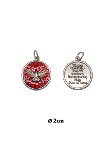 Medalla Metal  Espiritu Santo Esmalte Rojo 1.9cm