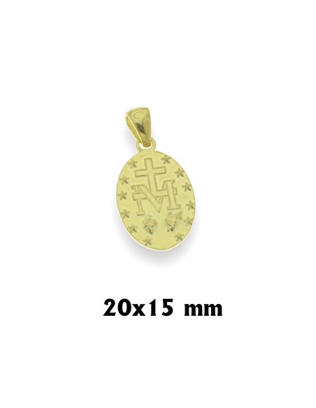 Medalla Plata Dorada Oval Virgen Milagrosa 20X15 Mm Enganche Grueso