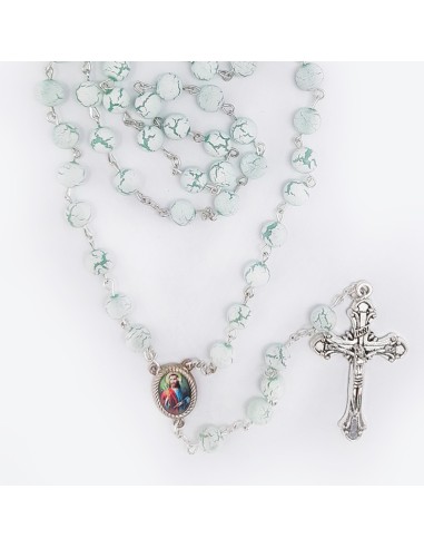 Rosario Plastico Liso Agua Marina Con...