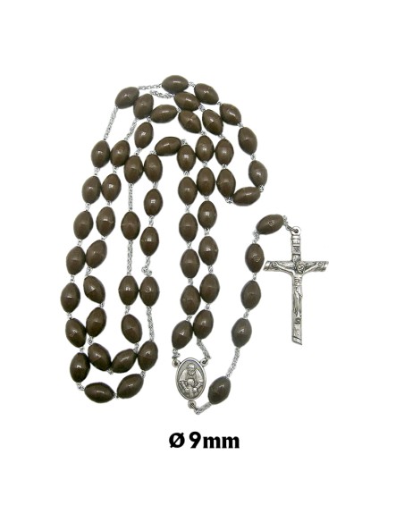 Rosario Plastico Oval Liso 10mm Marron