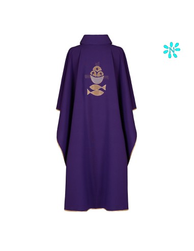 Casulla Bordada Jhs Con Galon Floral...