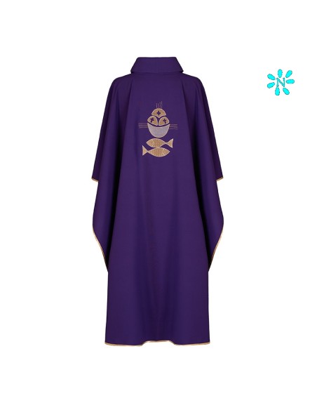 Casulla Con Estola Panes Y Peces Ribeteada Dorada Kor/205 Morada Fin