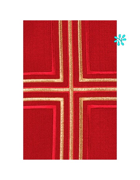 Casulla Estilo Arpillera Cruz Central Con Ribete Cuello Redondo Kor/220 Rojo