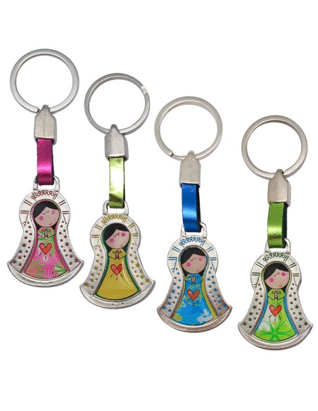 Llavero Virgencita Plis Con Oracion Ave Maria En La Parte Trasera