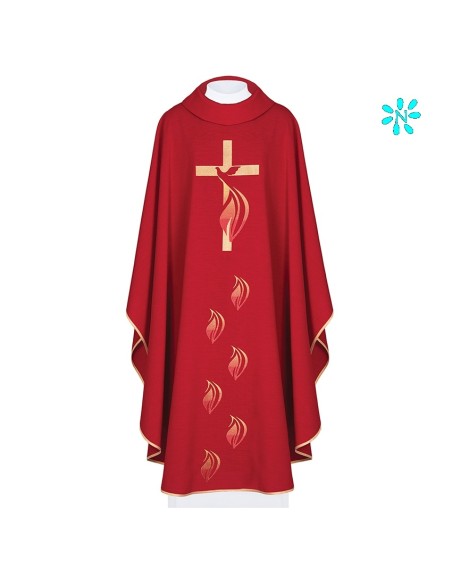Casulla Espiritu Santo Cuello Redondo Kor/216 Roja FIN