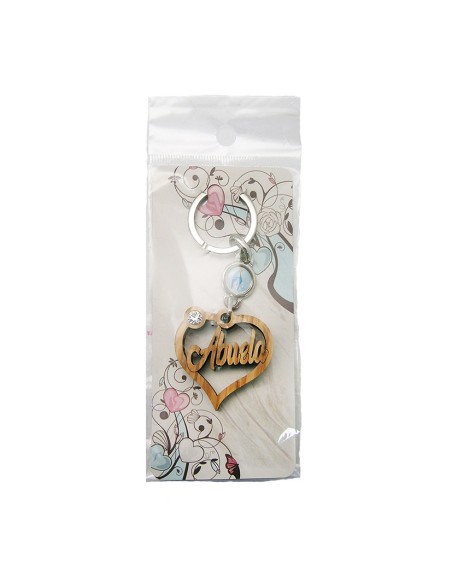 Llavero Madera Olivo Forma Corazon Abuela Con Foto Para Personalizar En Blister