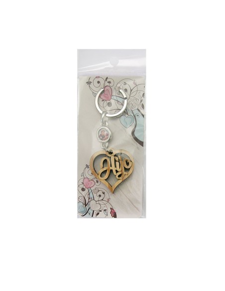 Llavero Madera Olivo Forma Corazon Hijo Con Foto Para Personalizar En Blister