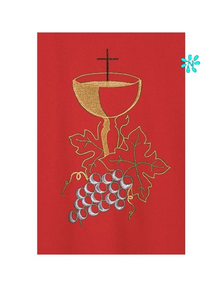 Casulla Bordada Caliz Con Hojas De Parra Kor/208 Roja