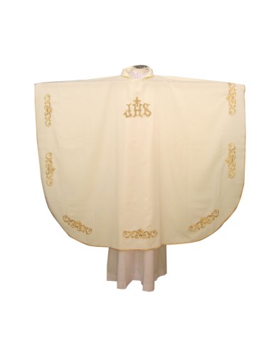 Casulla Bordada Jhs Con Cruz Pequezzzzza Y Bordado Floral En El Contorno Kor 157