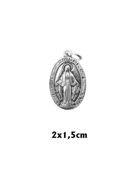 Medalla Plata Oval 20X14mm Virgen Milagrosa