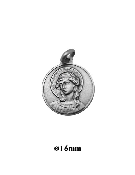 Medalla San Benito Acero 16Mm Grabado Laser Con Cadena De Acero