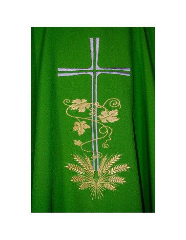 Casulla Cruz larga con hojas de parra...
