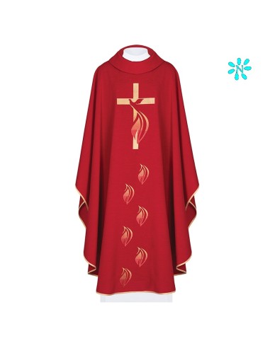 Casulla Espiritu Santo Cuello Redondo Kor/216 Roja