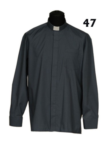 Camisa Sacerdote Negra ML Talla 47