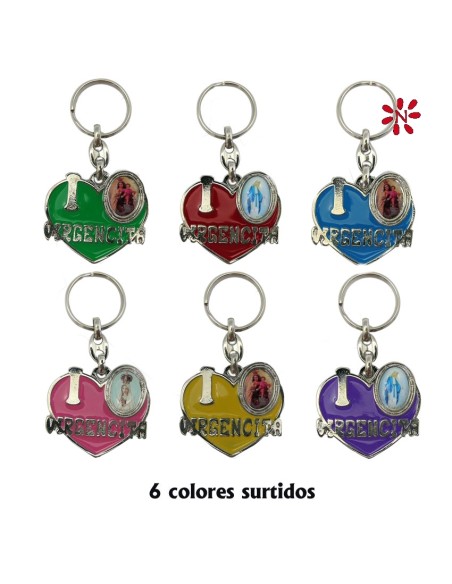 Llavero Metal Corazon Para Personalizar Colores Surtidos I Love Virgencita