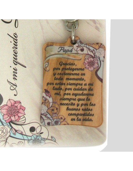 Llavero Madera Olivo Con Texto Para Papa Con Foto Para Personalizar En Blister