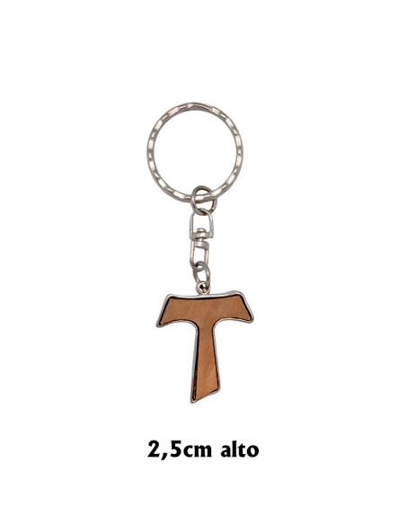 Llavero Tau Madera Con Metal Pax Et Bonum