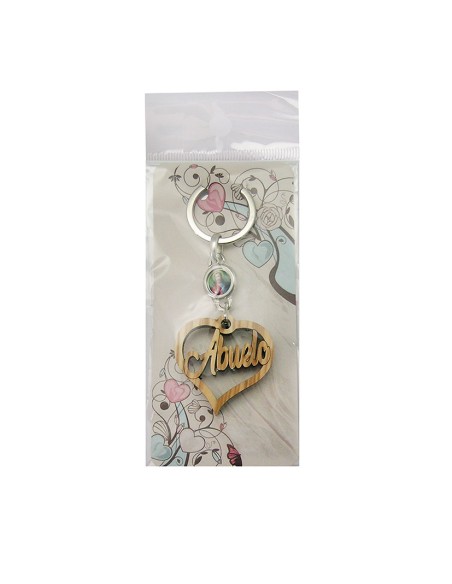 Llavero Madera Olivo Forma Corazon Abuelo Con Foto Para Personalizar En Blister