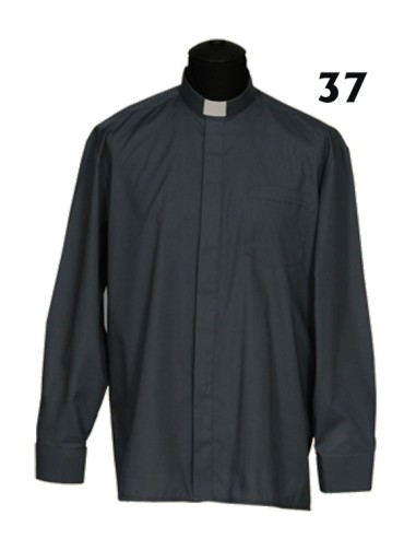 Camisa Sacerdote Negra ML Talla 37