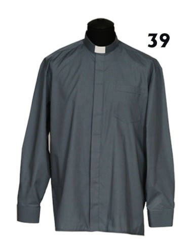 Camisa Sacerdote Gris Oscuro ML Talla 39