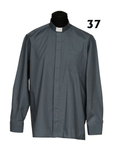 Camisa Sacerdote Gris Oscuro ML Talla 37