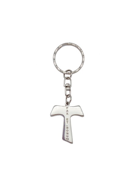 Llavero Tau Madera Con Metal Pax Et Bonum