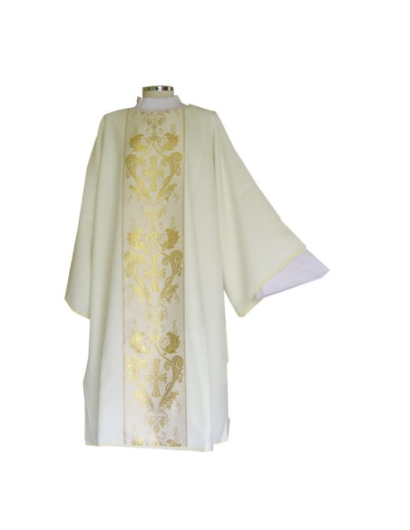 Dalmatica Estampada Con Galon Cruces Largas Dentro De Ornacinas