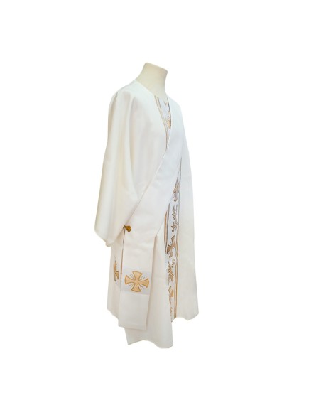 Dalmatica Estampada Con Galon Cruces Con Ramas De Olivo Alternadas