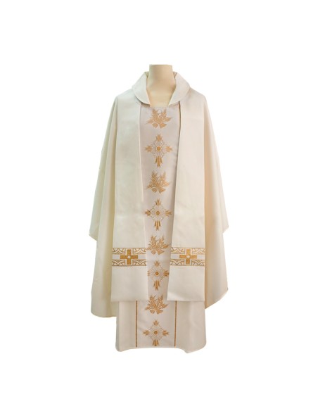 Casulla Estampada Con Galon Cruz Y Espigas Doradas N356