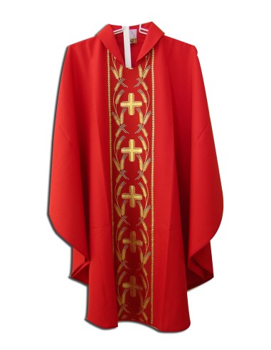 Casulla Estampada Con Galon Cruces Y...