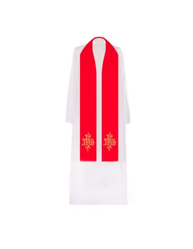 Estola Bordada Caliz Con Forma Kst 042 Adorno Debajo Floral Roja