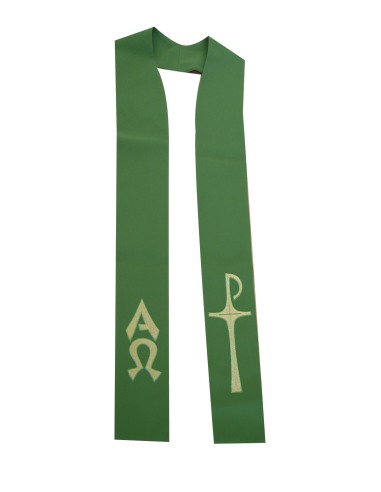 Estola Bordada Alfa Y Omega Con Pax Grande Verde Kst 014 Fin