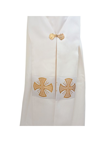 Dalmatica Estampada Con Galon Cruces Con Ramas De Olivo Alternadas