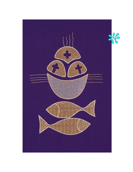 Casulla Con Estola Panes Y Peces Ribeteada Dorada Kor/205 Morada Fin