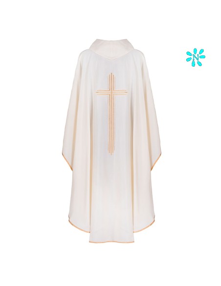 Casulla Estilo Arpillera Cruz Central Con Ribete Cuello Redondo Kor/220