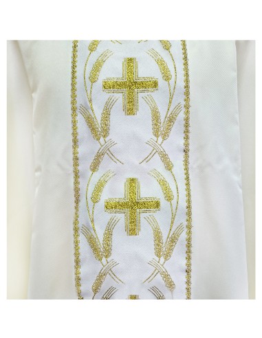 Casulla Estampada Con Galon Cruces Y...