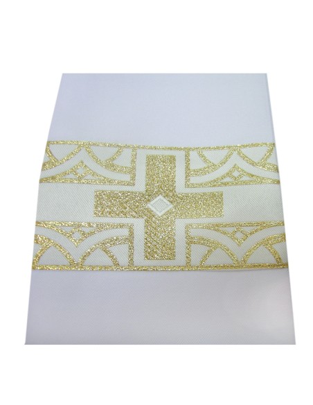 Cruz Altar 105Cm Base Triangular Doble Nudo Baño Oro 24K