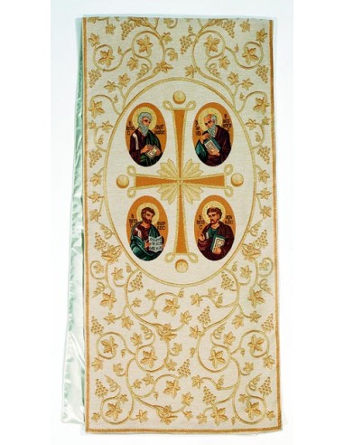 Cubre Ambon Tejido Oro Cuatro Evangelistas Y Cruz Larga CA76